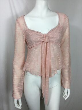 Cider Pink Lace Top Long Bell Sleeve Women's Size Large